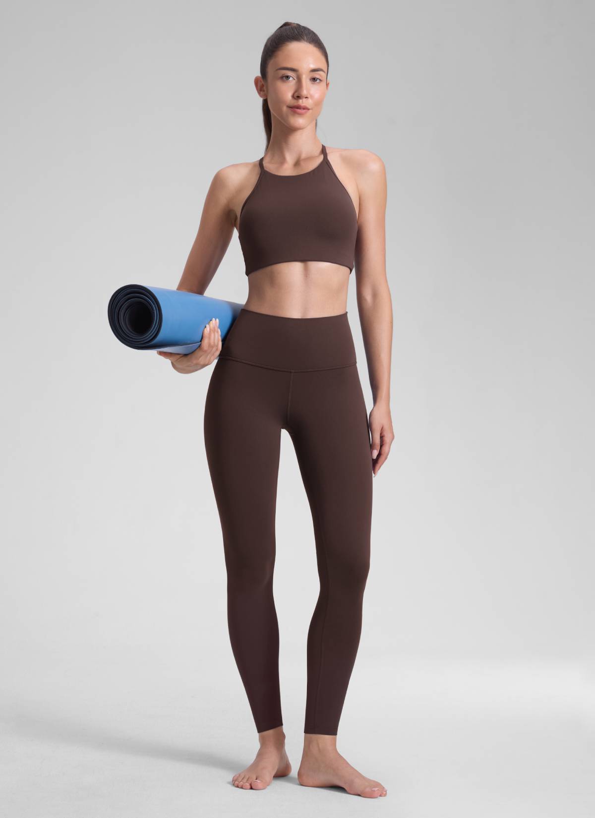 CRZ YOGA Women's Yoga Lounge High Rise Butterluxe Yoga Leggings 28'' Hot Fudge Brown @model_info:Malisa