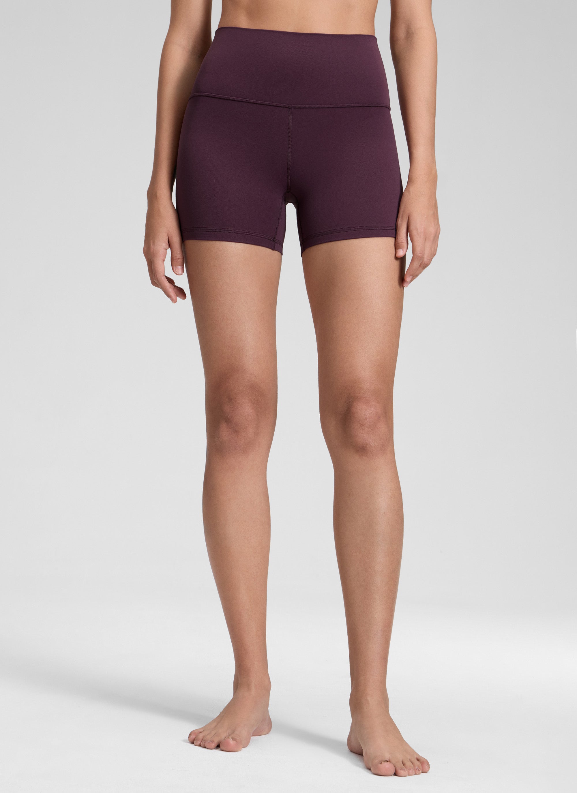 CRZ YOGA Pantalones cortos de yoga de tiro alto para mujer Butterluxe Shorts de 10 cm, morado oscuro