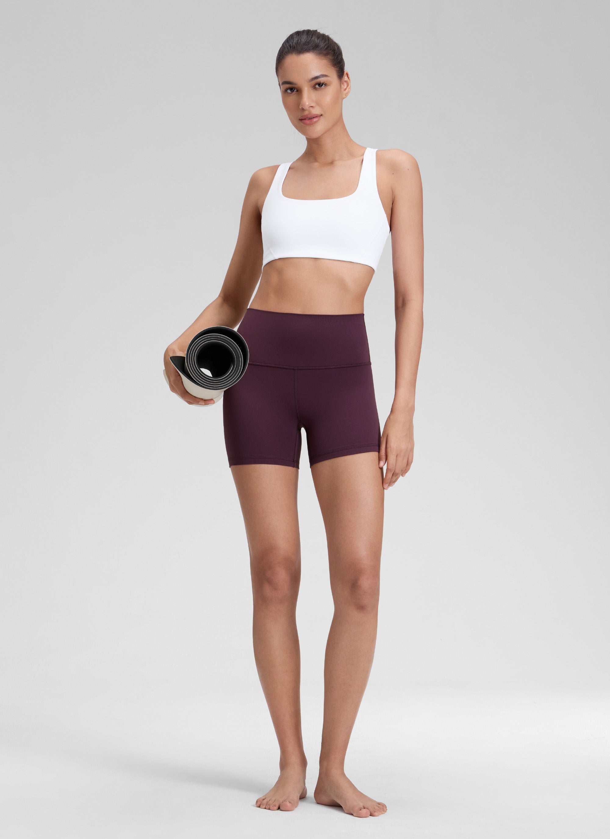 CRZ YOGA Pantalones cortos de yoga de tiro alto para mujer Butterluxe Shorts de 10 cm, morado oscuro
