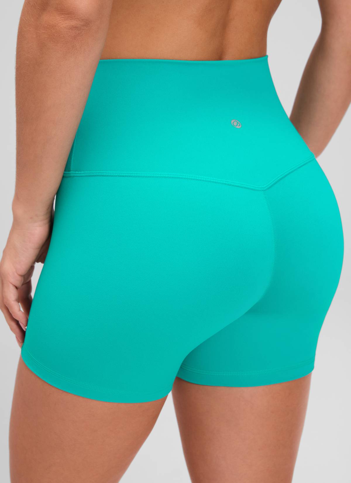 CRZ YOGA Pantalones cortos de yoga de talle alto para mujer, shorts Butterluxe 10 cm, azul verdoso trópico
