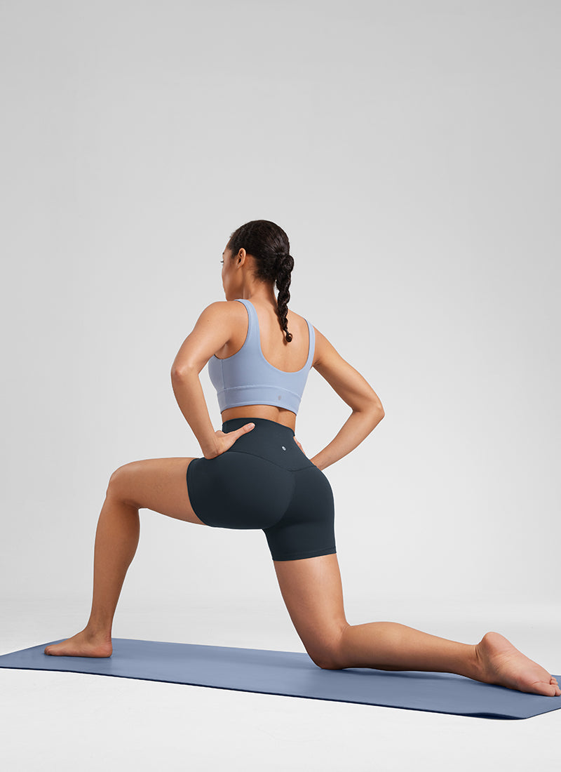 CRZ YOGA Pantalones cortos de yoga de tiro alto para mujer Butterluxe Shorts de 10 cm, azul marino auténtico