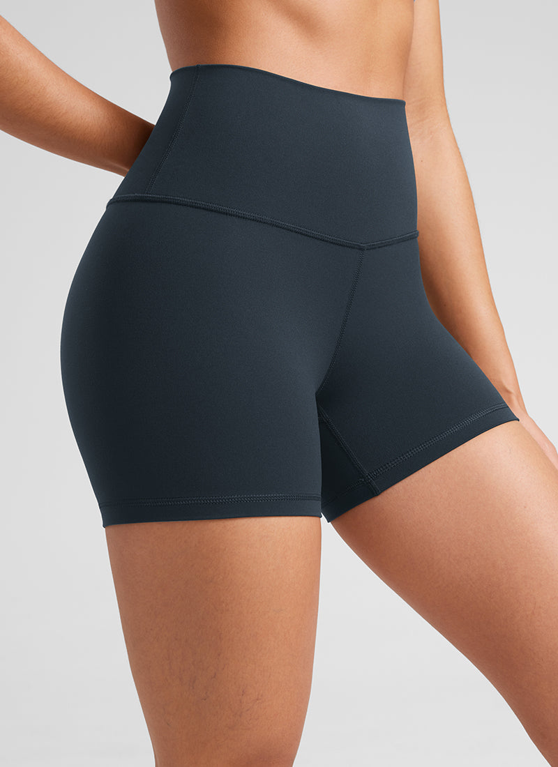 CRZ YOGA Pantalones cortos de yoga de tiro alto para mujer Butterluxe Shorts de 10 cm, azul marino auténtico