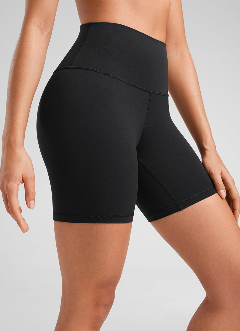 CRZ YOGA Pantaloncini Biker a Vita Alta da Donna Yoga Butterluxe Shorts 15 cm Nero