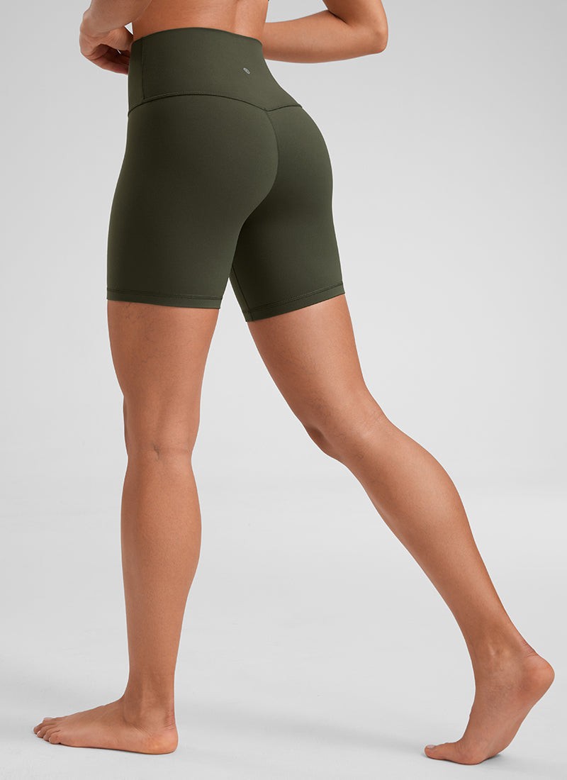 CRZ YOGA Pantaloncini Biker a Vita Alta da Donna Yoga Butterluxe Shorts 15 cm Olive Green