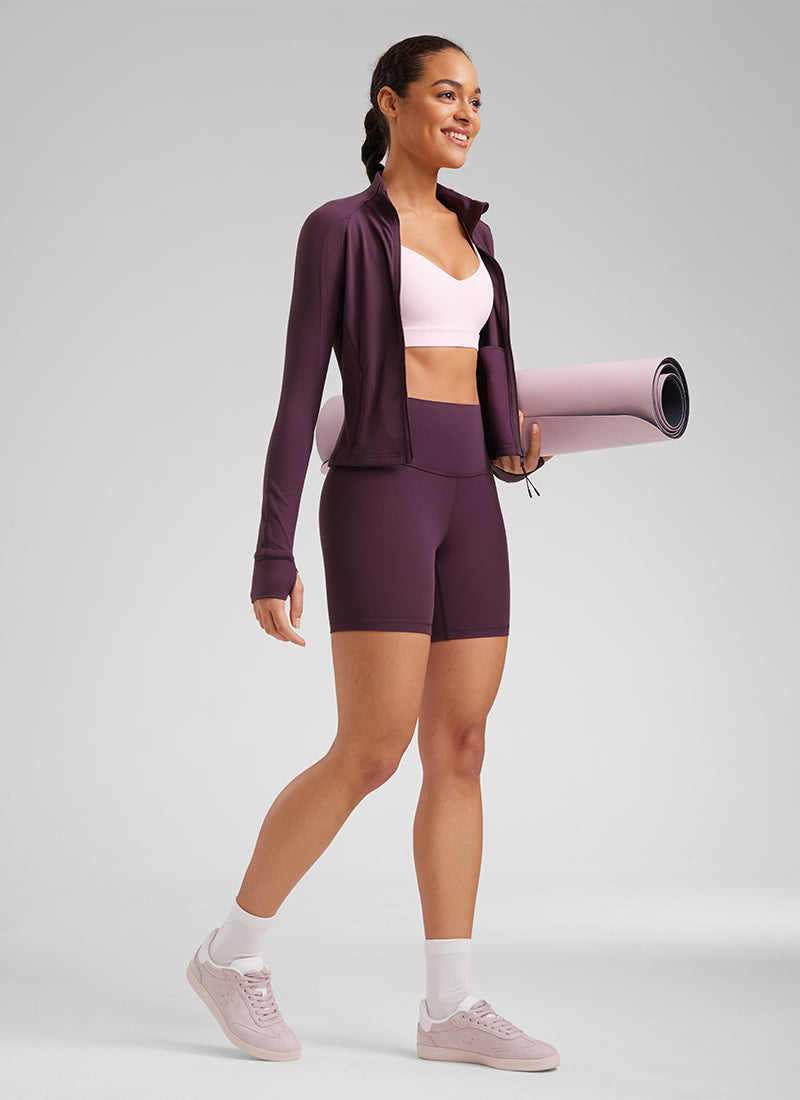 CRZ YOGA Pantaloncini Biker a Vita Alta da Donna Yoga Butterluxe Shorts 15 cm Deep Purple