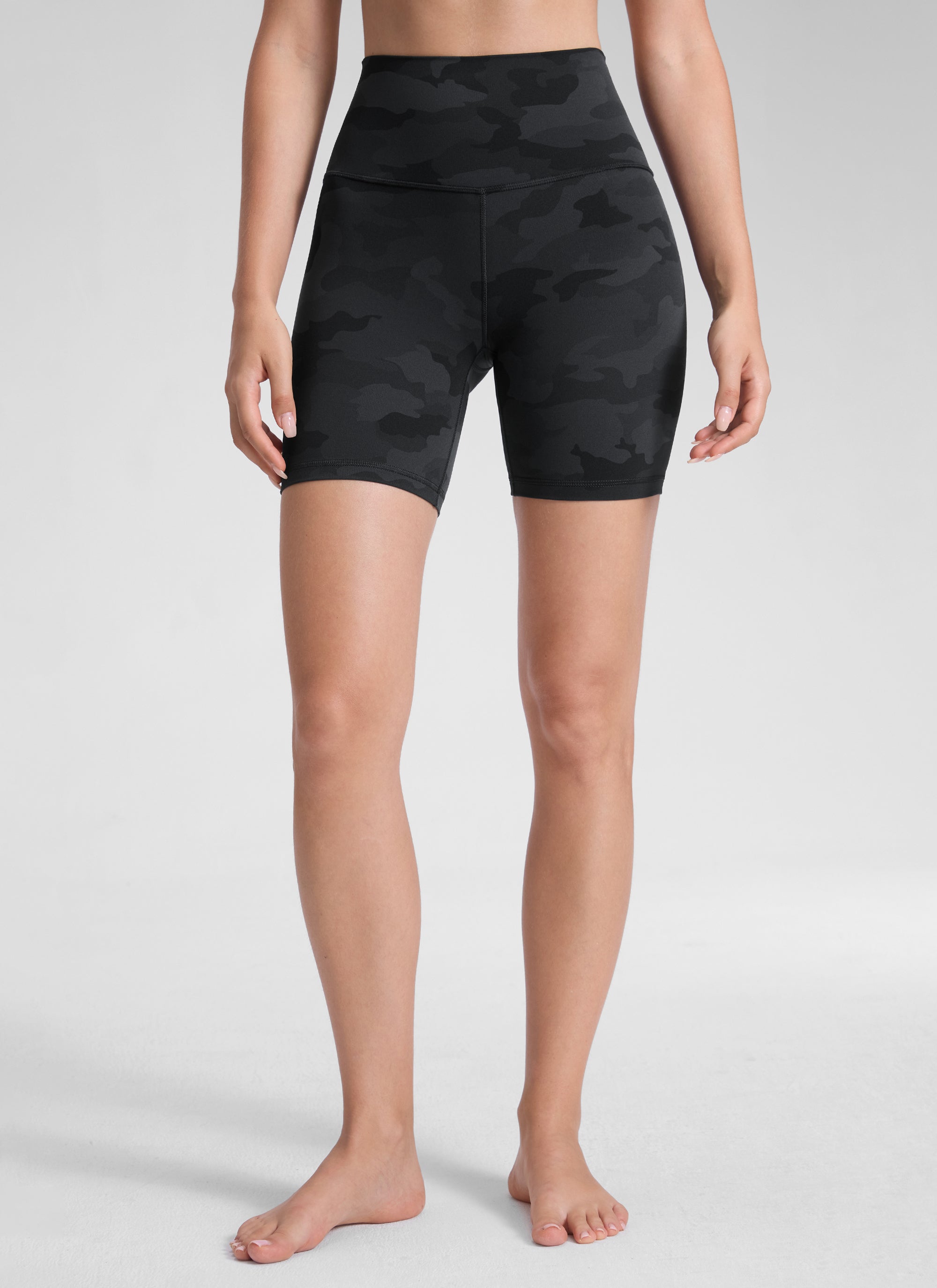 CRZ YOGA Pantaloncini Biker a Vita Alta da Donna Yoga Butterluxe Shorts 15 cm Dark Grey Camouflage 2