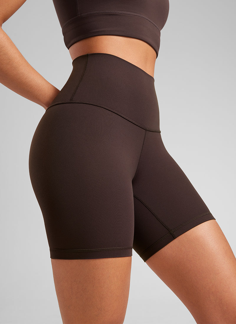 CRZ YOGA Pantaloncini Biker a Vita Alta da Donna Yoga Butterluxe Shorts 15 cm Hot Fudge Brown