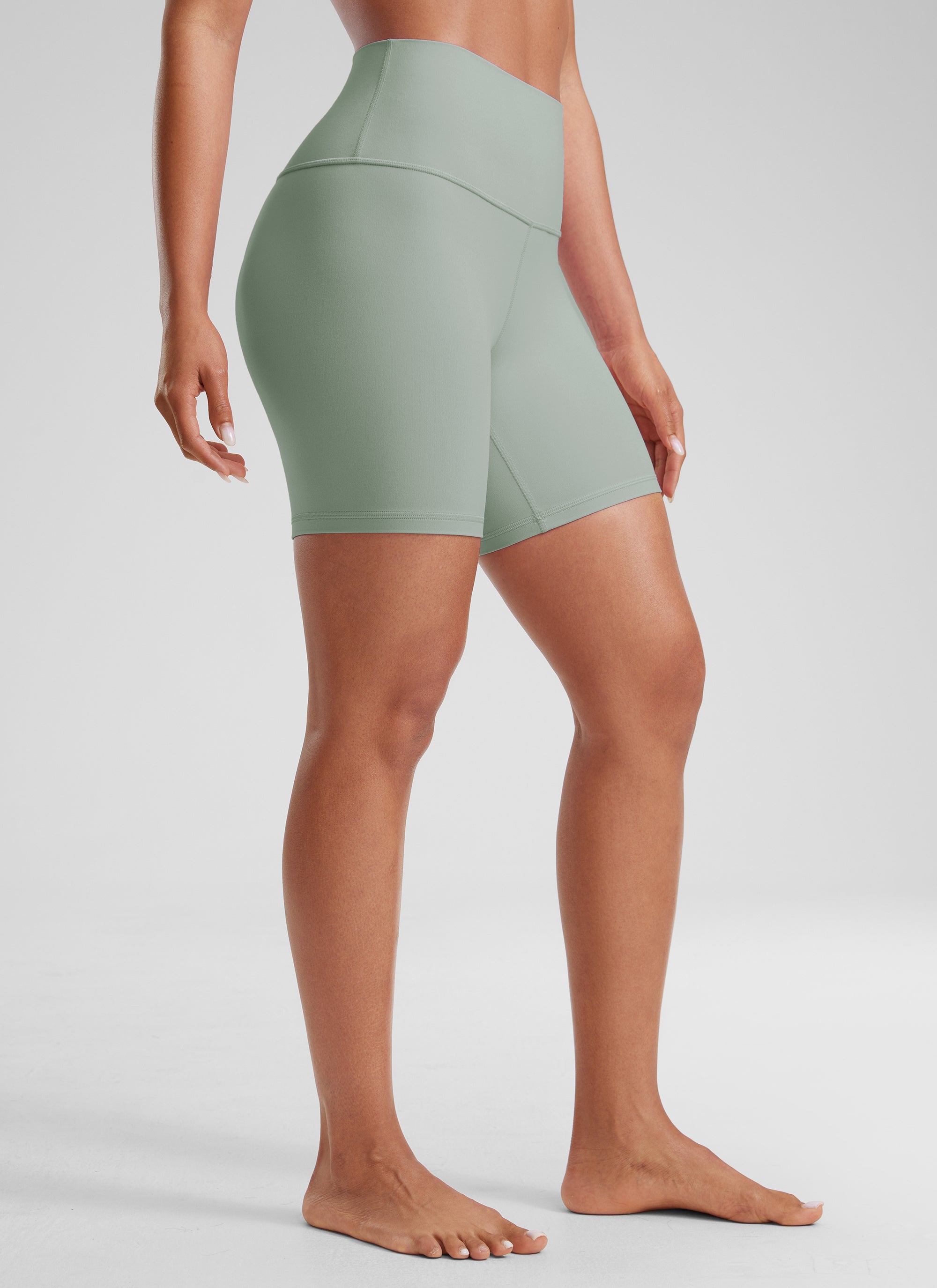 CRZ YOGA Pantaloncini Biker a Vita Alta da Donna Yoga Butterluxe Shorts 15 cm Green Palm Court