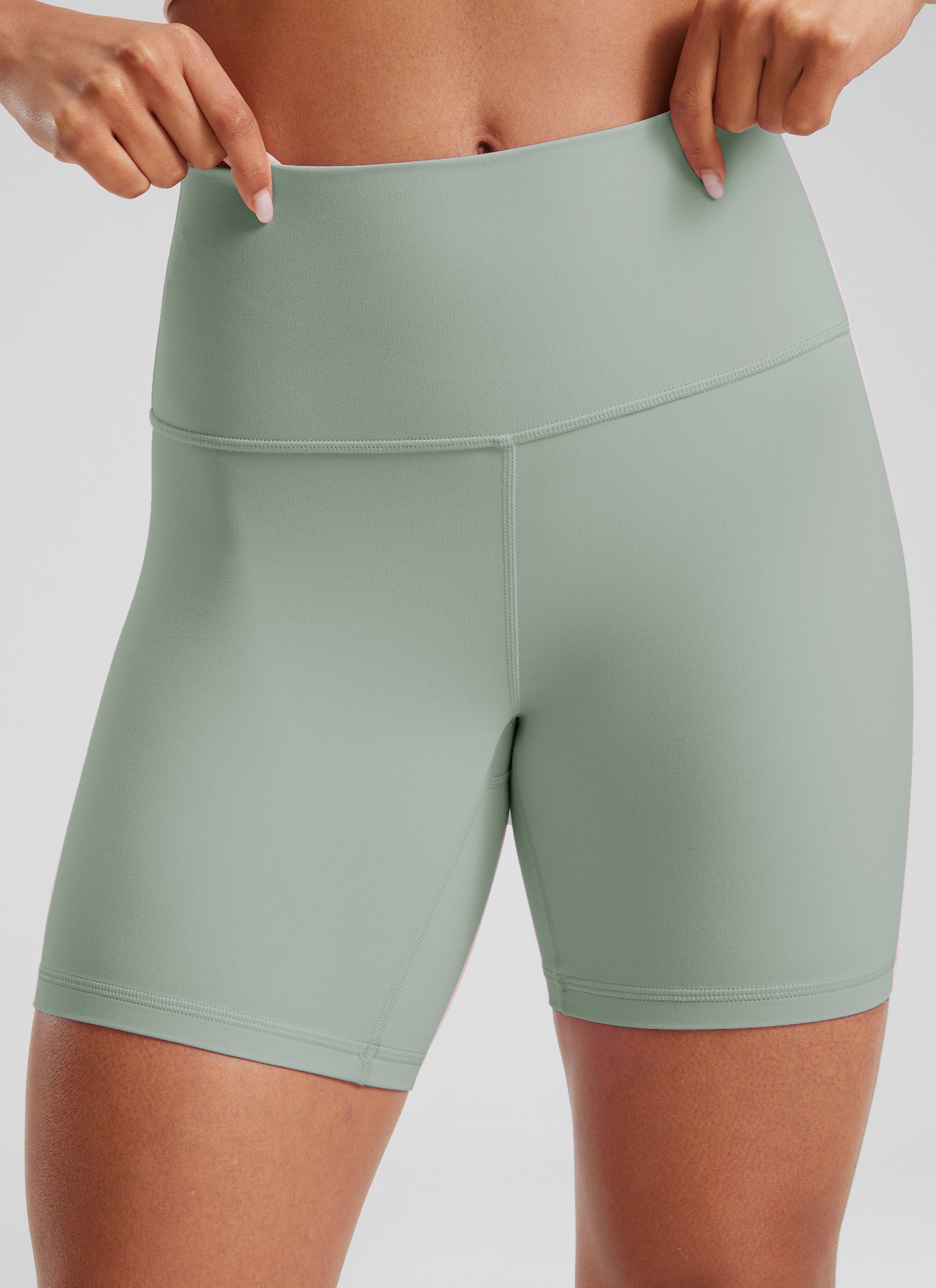 CRZ YOGA Pantaloncini Biker a Vita Alta da Donna Yoga Butterluxe Shorts 15 cm Green Palm Court