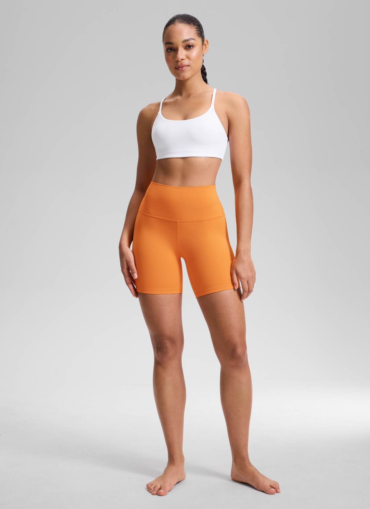 CRZ YOGA Pantaloncini Biker da Donna a Vita Alta per Yoga Butterluxe Shorts 15 cm Tiger Orange