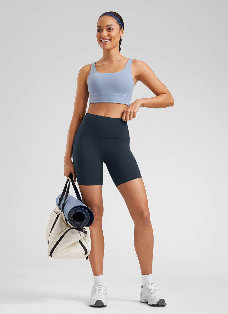 CRZ YOGA Pantaloncini Biker a Vita Alta da Donna Yoga Butterluxe Shorts 15 cm True Navy