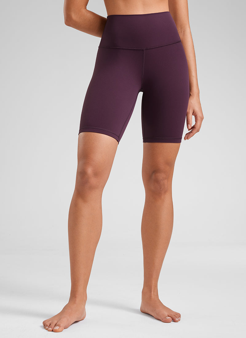 CRZ YOGA Women's Yoga High Rise Butterluxe Long Biker Shorts 8'' Deep Purple @model_info:Fiona