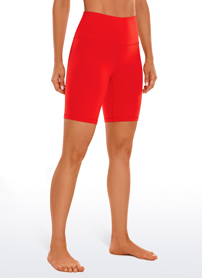 CRZ YOGA Women's Yoga High Rise Butterluxe Long Biker Shorts 8'' Dark Red