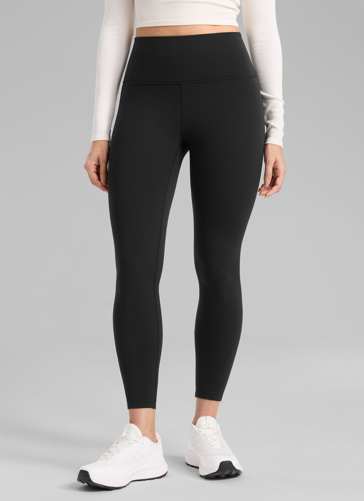 CRZ YOGA Naisten Lämpimät Fleecevratut Vapaa-ajan Korkeavyötäröiset Legginsit 64 cm Musta @model_info:Bruna