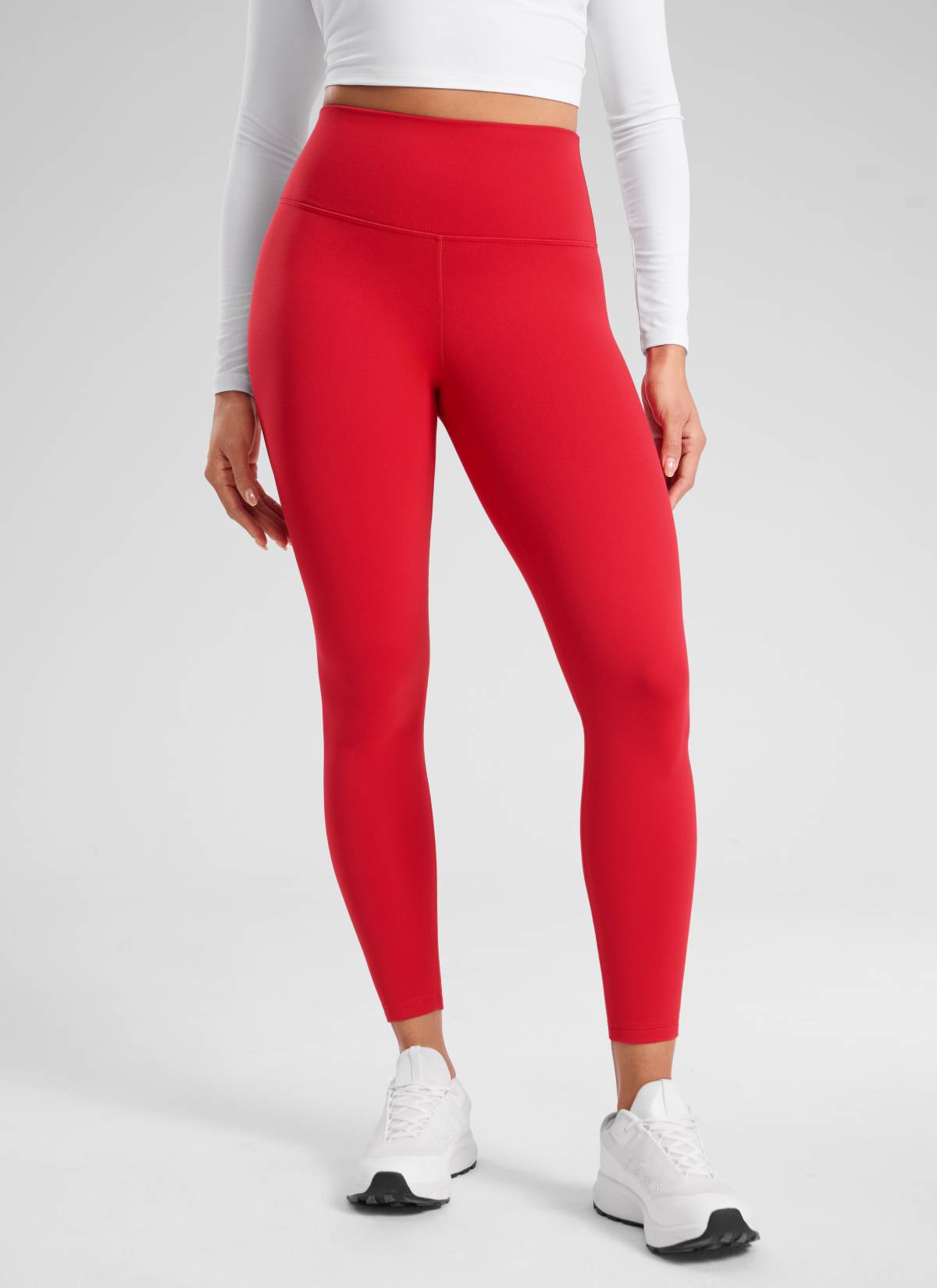 CRZ YOGA Women's Thermal Fleece Lined Casual High Rise Legging 25'' Aurora Red @model_info:Dany