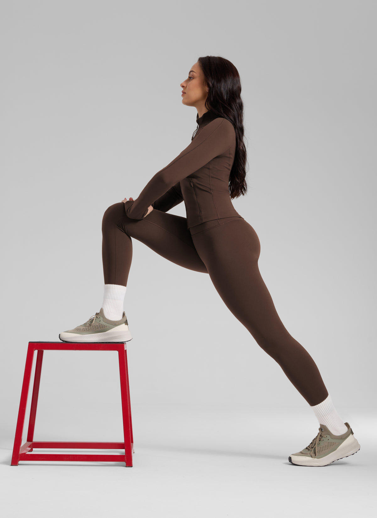 CRZ YOGA Naisten Lämpimät Fleecevratut Vapaa-ajan Korkeavyötäröiset Legginsit 64 cm Walnut Brown @model_info:Q1