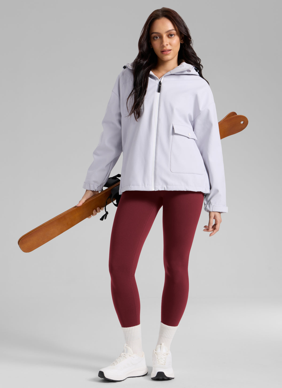 CRZ YOGA Naisten Lämpimät Fleecevratut Vapaa-ajan Korkeavyötäröiset Legginsit 64 cm Burgundy Bay @model_info:Q1