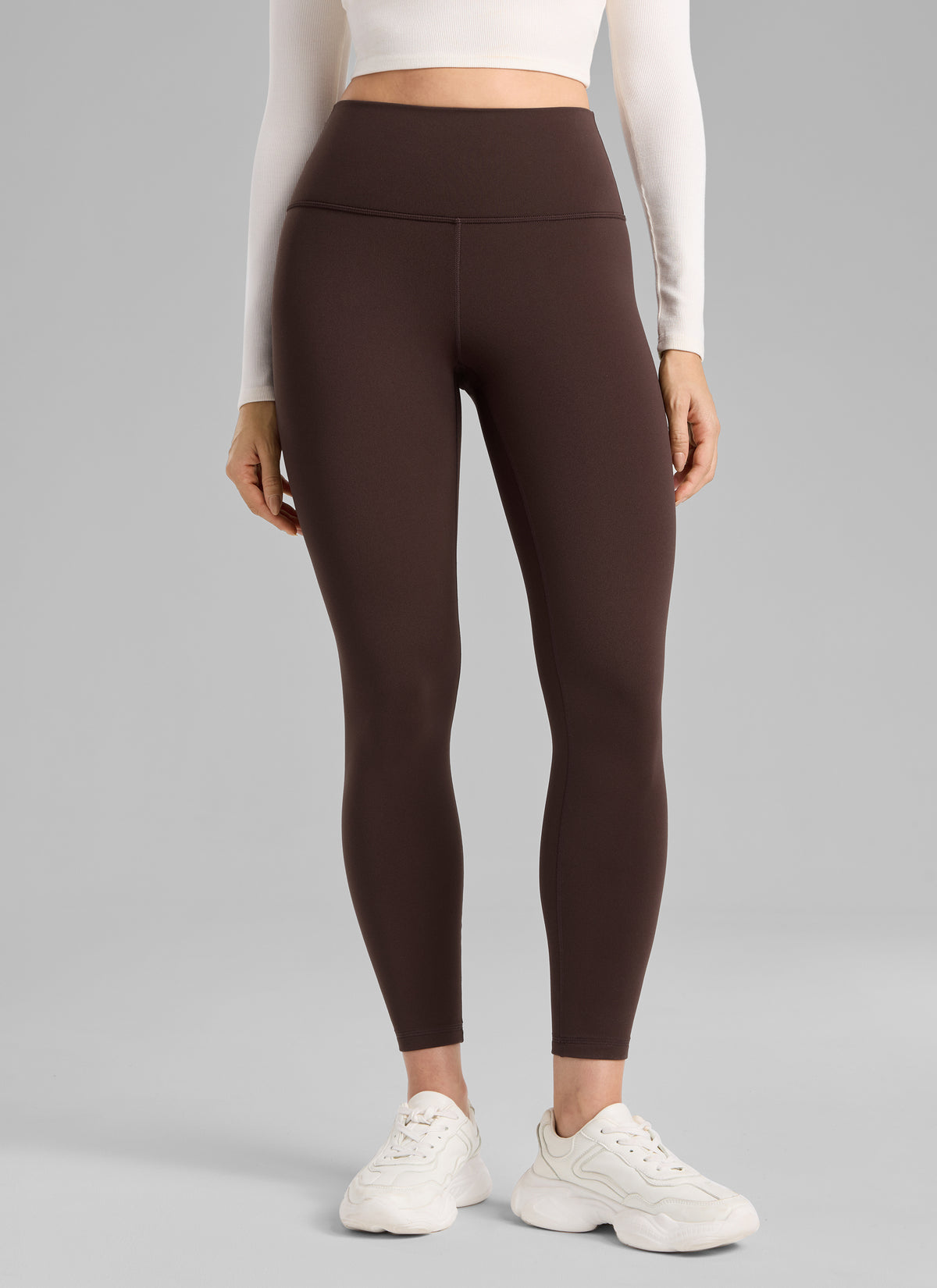 CRZ YOGA Naisten Thermal Fleece Lined -malliston rennot leggingsit korkealla vyötäröllä 64 cm Hot Fudge Brown @model_info:Bruna