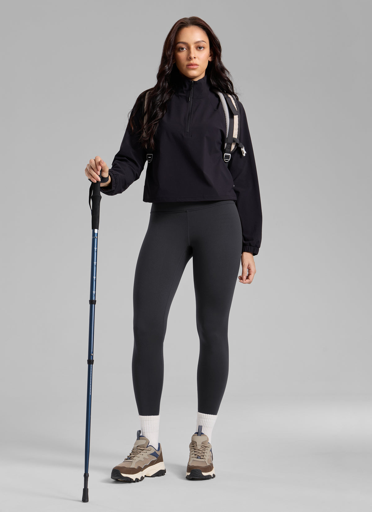 CRZ YOGA Women's Thermal Fleece Lined Casual High Rise Legging 25'' Ink Gray @model_info:Bruna
