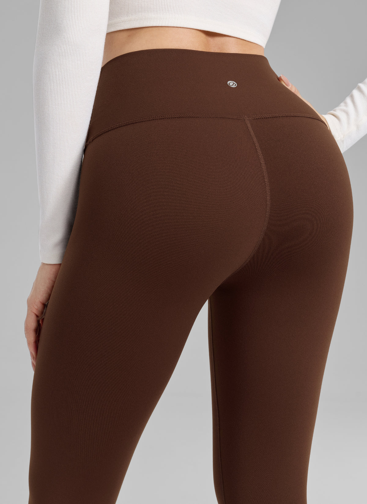 CRZ YOGA Naisten Thermal Fleece Lined -malliston rennot leggingsit korkealla vyötäröllä 64 cm Lava Brown @model_info:Bruna