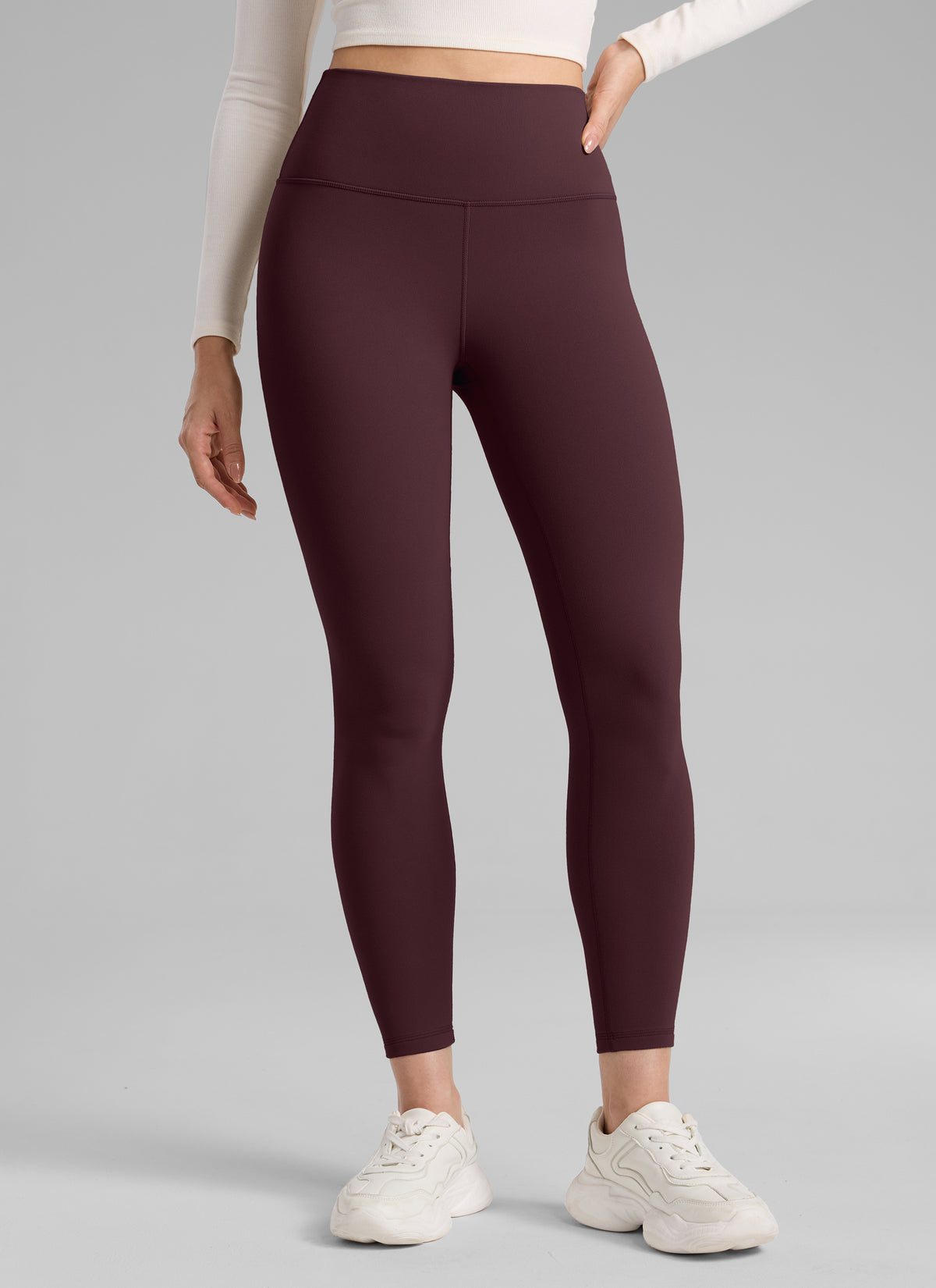CRZ YOGA Naisten Lämpimät Fleecevratut Vapaa-ajan Korkeavyötäröiset Legginsit 64 cm Ripe Plum @model_info:Bruna