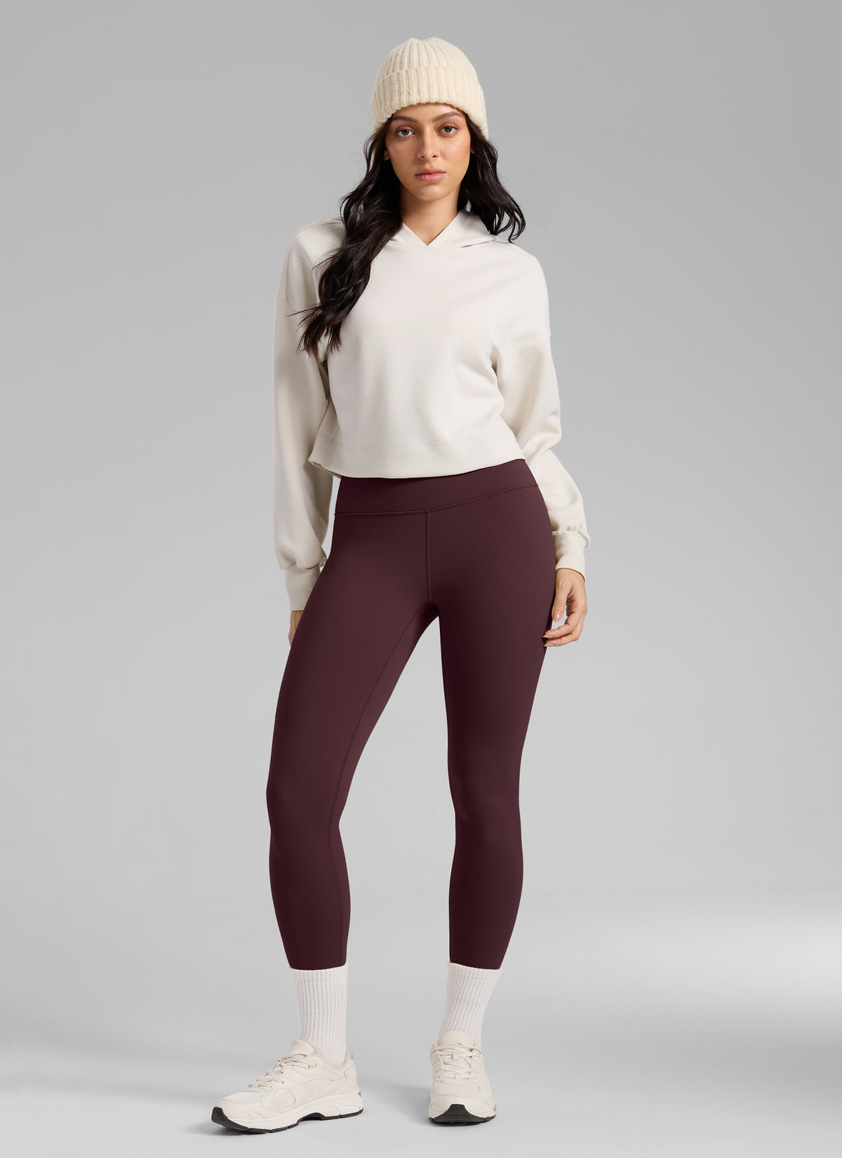 CRZ YOGA Naisten Lämpimät Fleecevratut Vapaa-ajan Korkeavyötäröiset Legginsit 64 cm Ripe Plum @model_info:Bruna