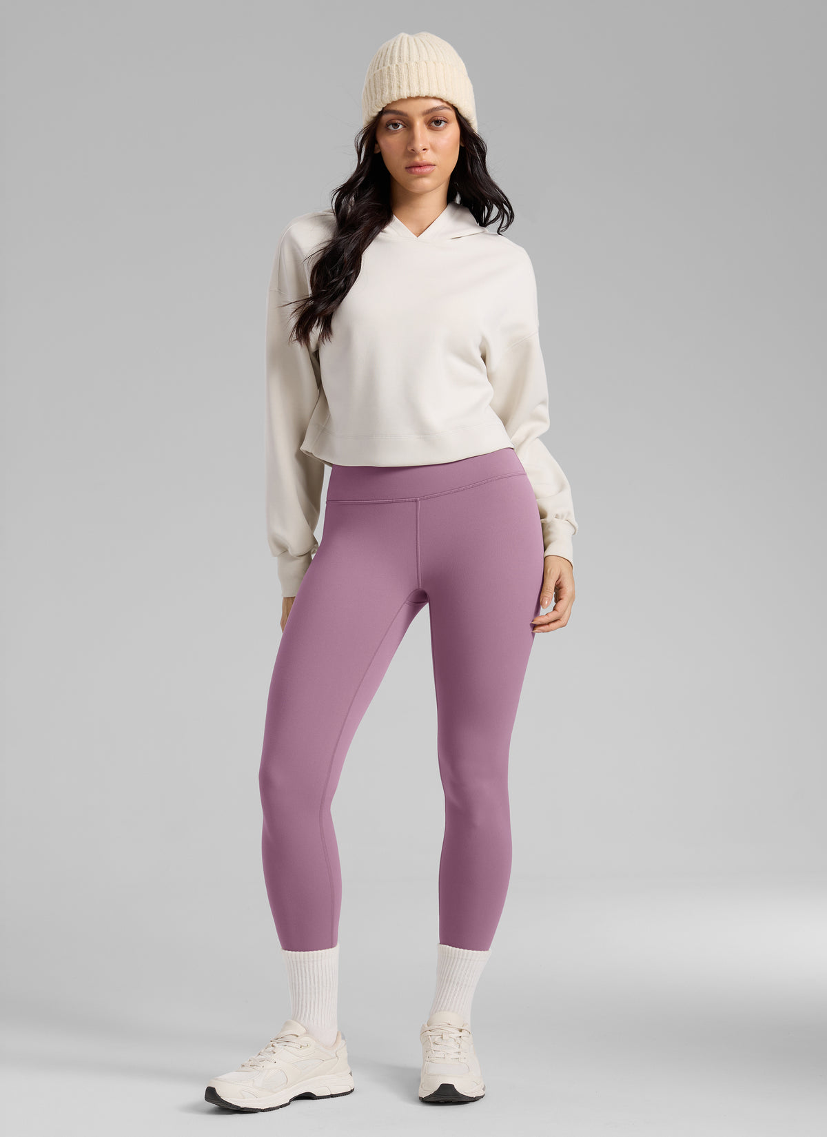 CRZ YOGA Women's Thermal Fleece Lined Casual High Rise Legging 25'' Light Lavender @model_info:Bruna