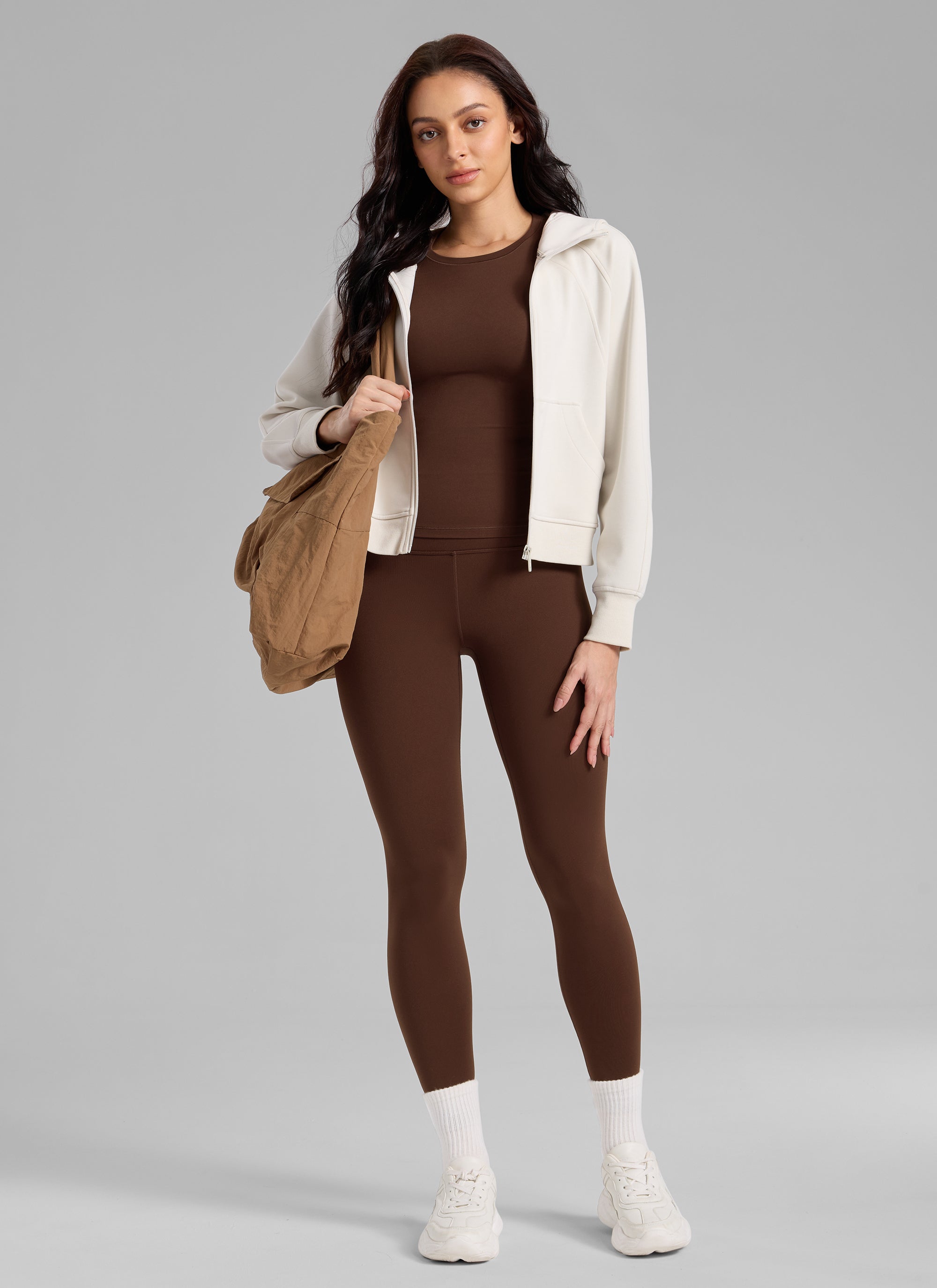 CRZ YOGA Naisten vuoratut, korkeavyötäröiset vapaa-ajan leggingsit 71 cm Lava Brown @model_info:Bruna