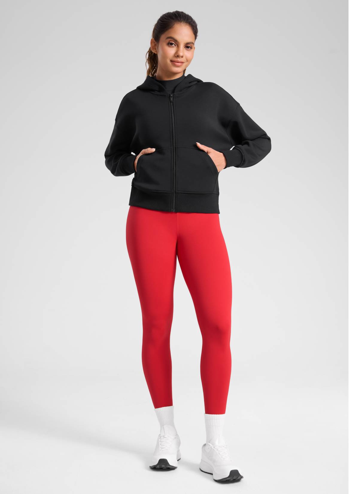 CRZ YOGA Naisten vuoratut, korkeavyötäröiset vapaa-ajan leggingsit 71 cm Aurora Red @model_info:Dany