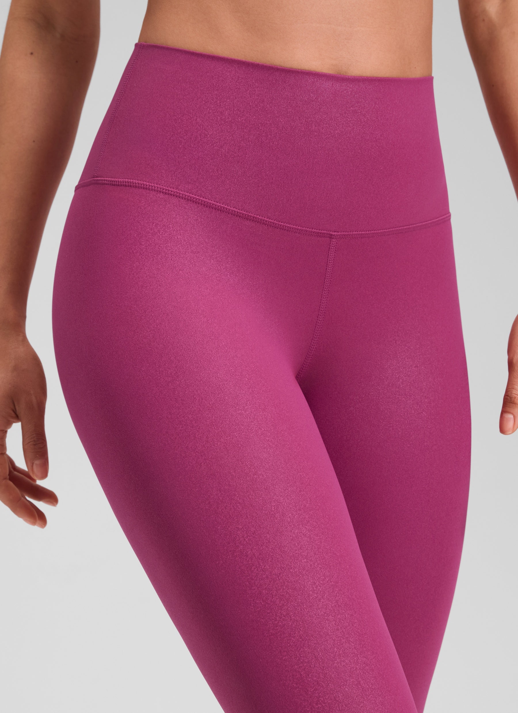 CRZ YOGA Women Butterluxe Matte Faux Leather Leggings 25'' Magenta Purple Classic Pattern