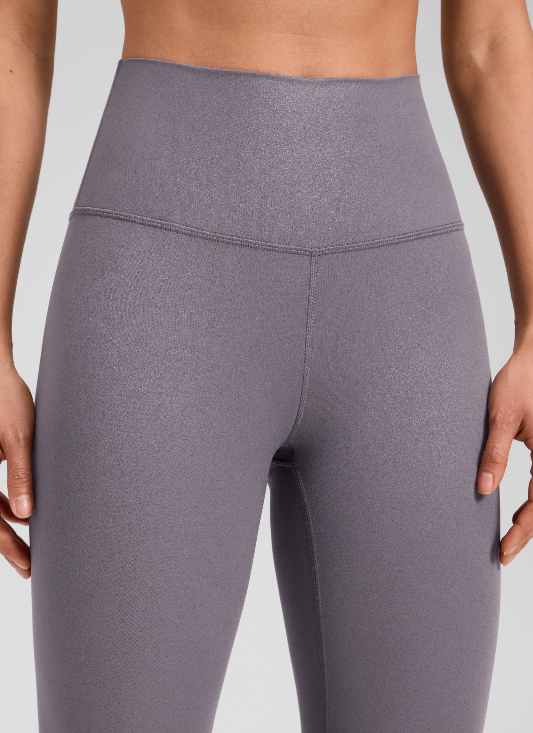 CRZ YOGA Women Butterluxe Matte Faux Leather Leggings 25'' Tornado Grey Classic Pattern @model_info:Larissa