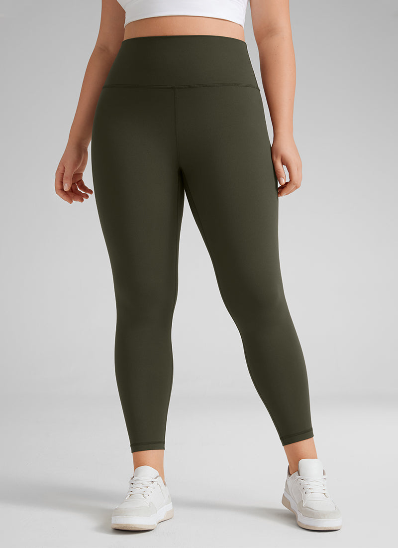 CRZ YOGA Dames Yoga Butterluxe legging met hoge taille en plus size, 64 cm, Olijfgroen