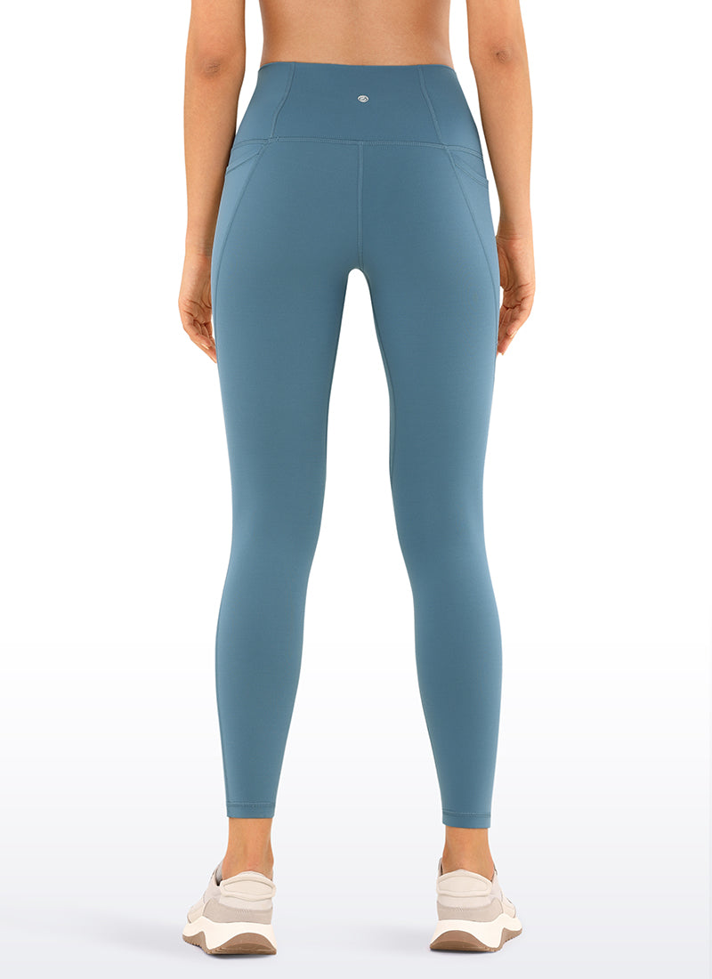 CRZ YOGA Dámske jógové a voľnočasové legíny s vysokým pásom Butterluxe s vreckami 64 cm Blue Ashes