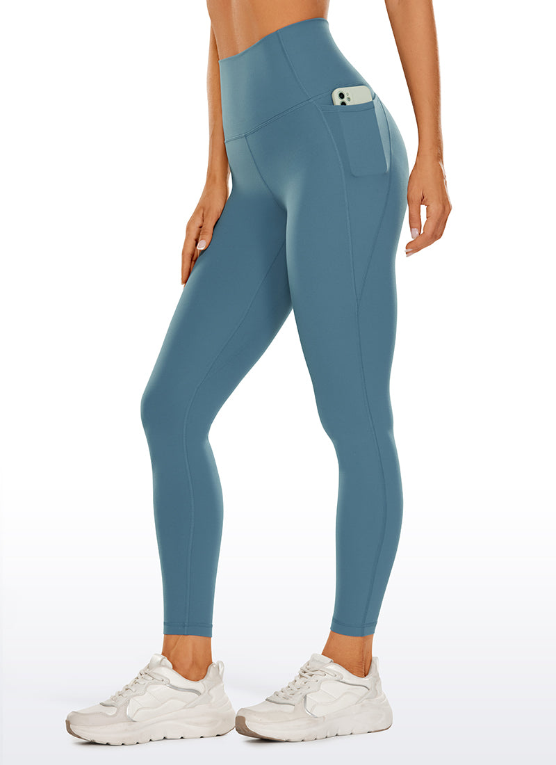 CRZ YOGA Dámske jógové a voľnočasové legíny s vysokým pásom Butterluxe s vreckami 64 cm Blue Ashes
