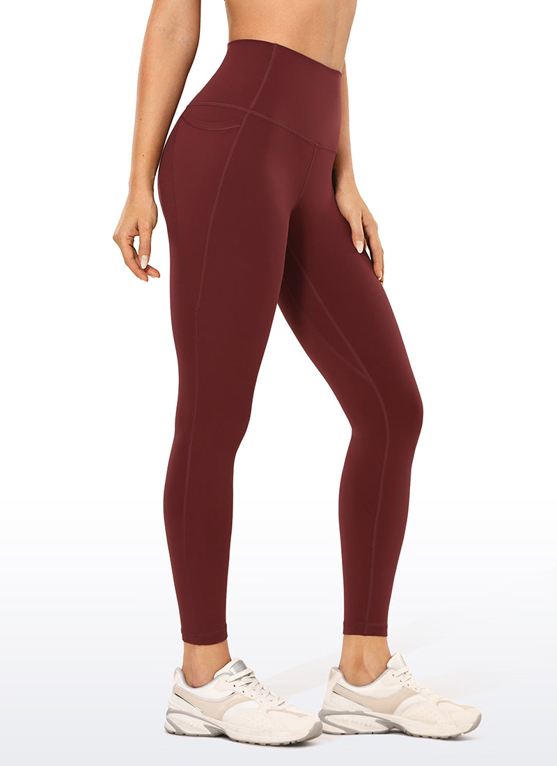 CRZ YOGA Dámske jógové a voľnočasové legíny s vysokým pásom Butterluxe s vreckami 64 cm Noctilucence Red