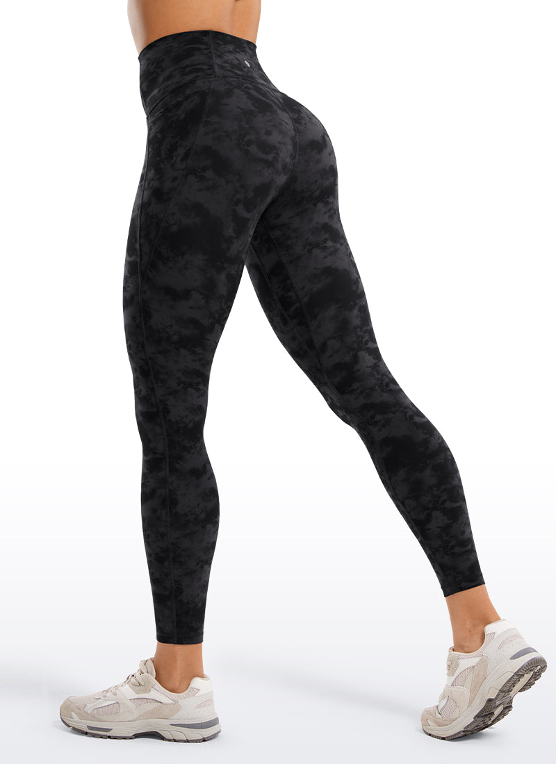 CRZ YOGA Dámske jógové a voľnočasové legíny s vysokým pásom Butterluxe s vreckami 64 cm Tie Dye Smoke Ink
