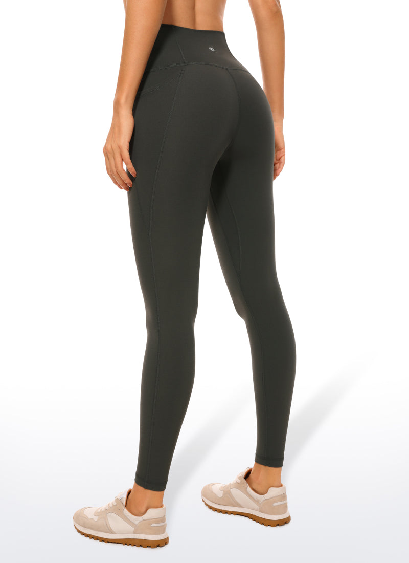 CRZ YOGA Dámske legíny s vysokým pásom, vreckom a dĺžkou 64 cm z kolekcie Butterluxe Yoga Lounge v odtieni Meteorites Black