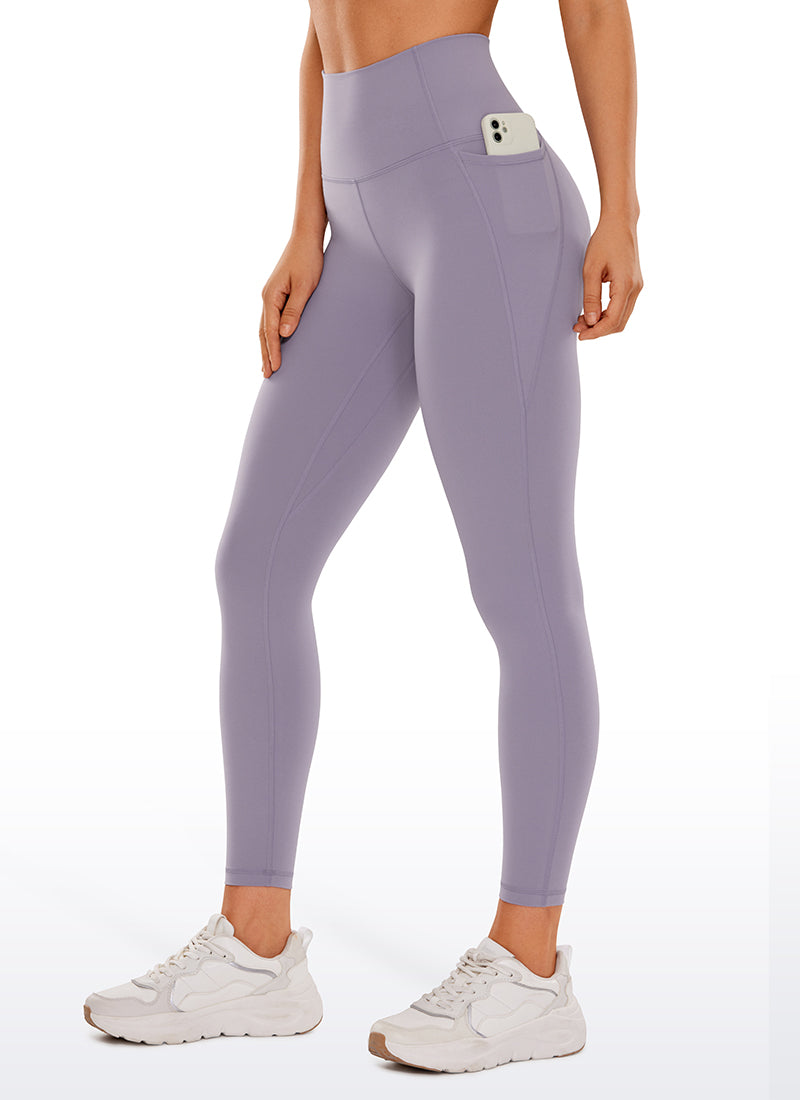 CRZ YOGA Dámske jógové a voľnočasové legíny s vysokým pásom Butterluxe s vreckami 64 cm Lavender Mist