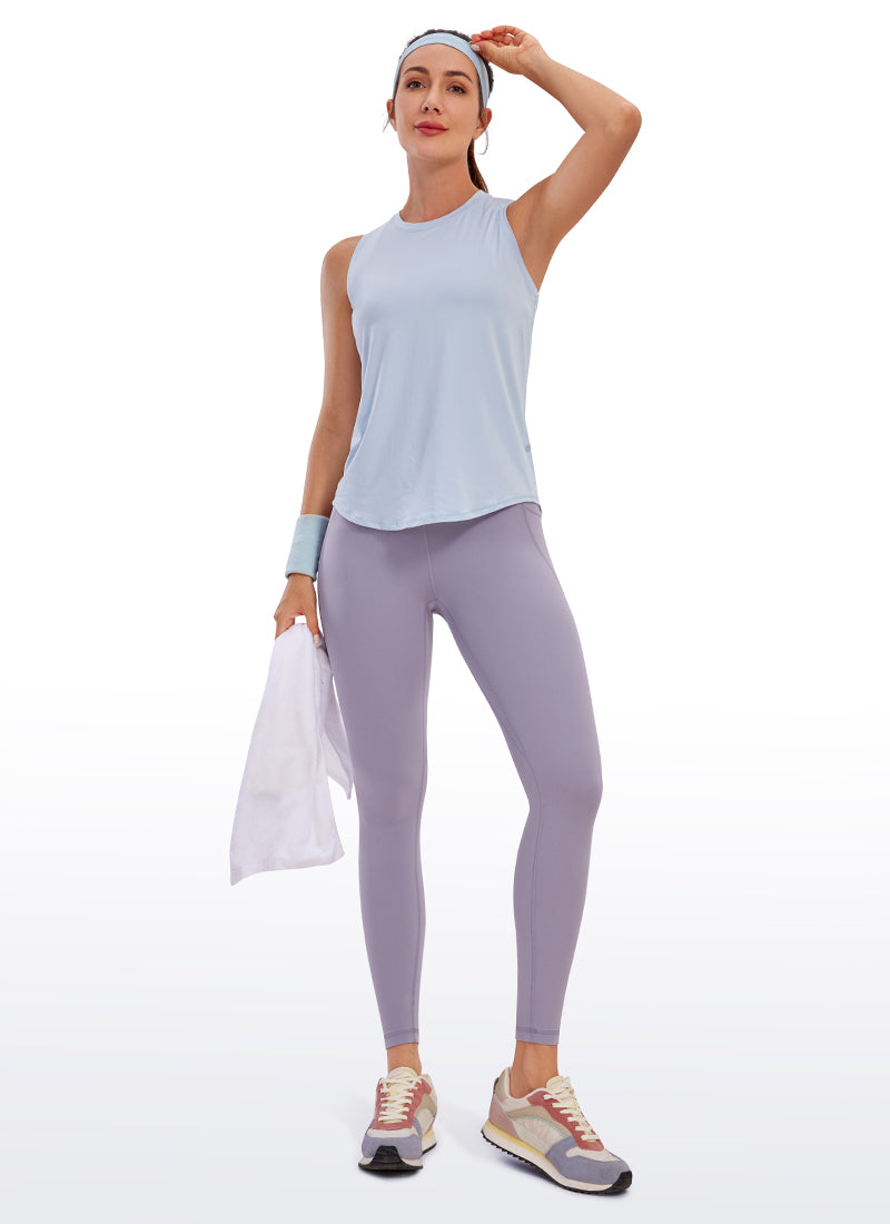 CRZ YOGA Dámske jógové a voľnočasové legíny s vysokým pásom Butterluxe s vreckami 64 cm Lavender Mist