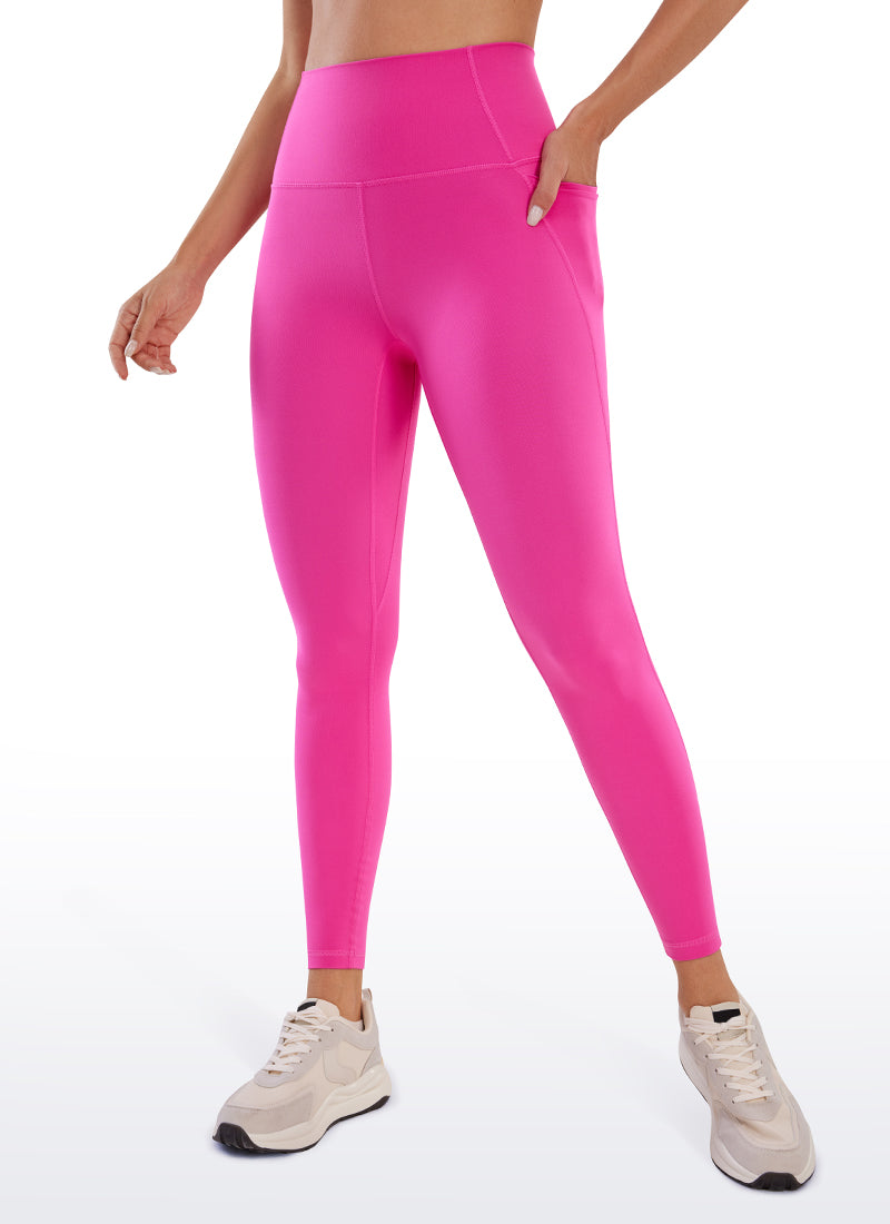 CRZ YOGA Dámske jógové a voľnočasové legíny s vysokým pásom Butterluxe s vreckami 64 cm Hibiscus Purple