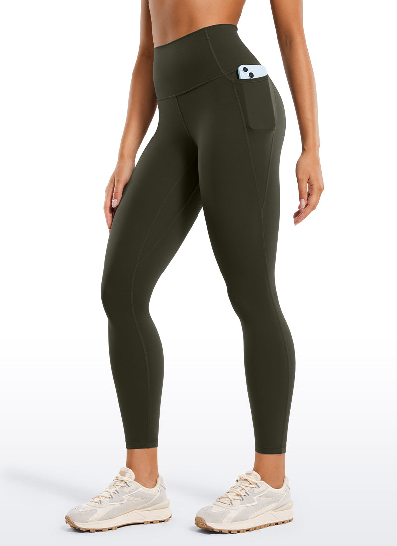 CRZ YOGA Damen-Yoga-Leggings im Lounge-Stil mit hoher Taille, „ Butterluxe “-Taschen, 25 Zoll, olivgrün
