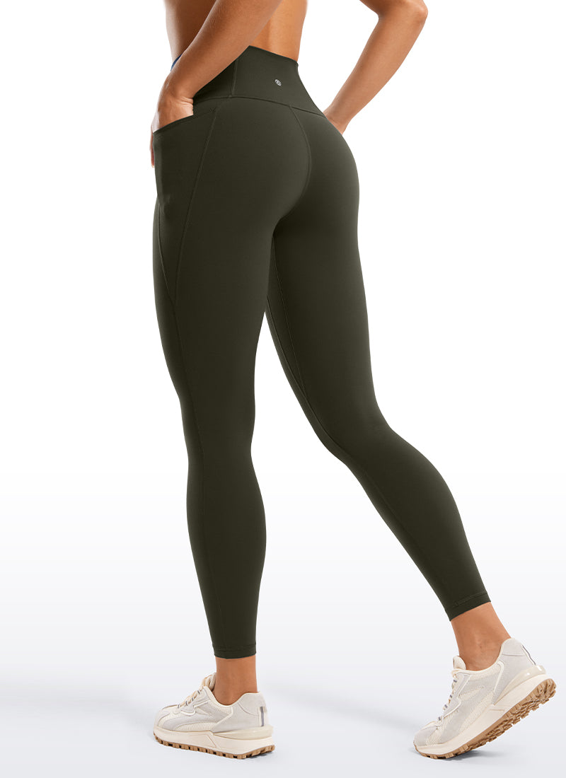 CRZ YOGA Damen-Yoga-Leggings im Lounge-Stil mit hoher Taille, „ Butterluxe “-Taschen, 25 Zoll, olivgrün