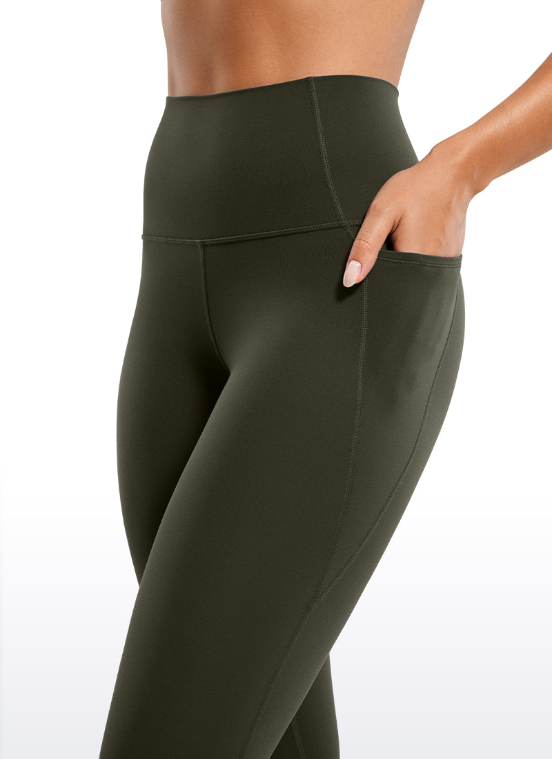 CRZ YOGA Damen-Yoga-Leggings im Lounge-Stil mit hoher Taille, „ Butterluxe “-Taschen, 25 Zoll, olivgrün