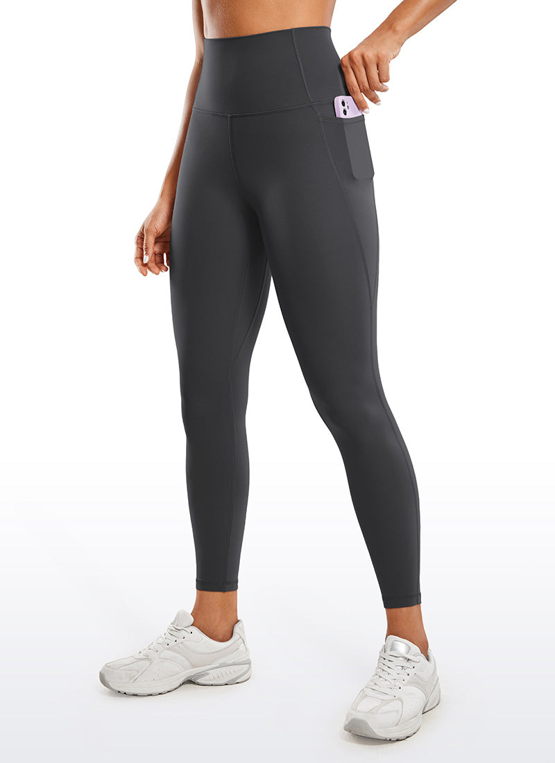 CRZ YOGA Damen-Yoga-Leggings „Lounge“ mit hoher Leibhöhe, Butterluxe -Taschen und einer Beinlänge von 25 Zoll, Farbe: Mysterious Grey