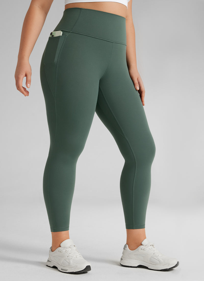 CRZ YOGA Damen-Yoga-Leggings im Lounge-Stil mit hoher Taille und „ Butterluxe “-Taschen, 25 Zoll, Dunkelwaldgrün