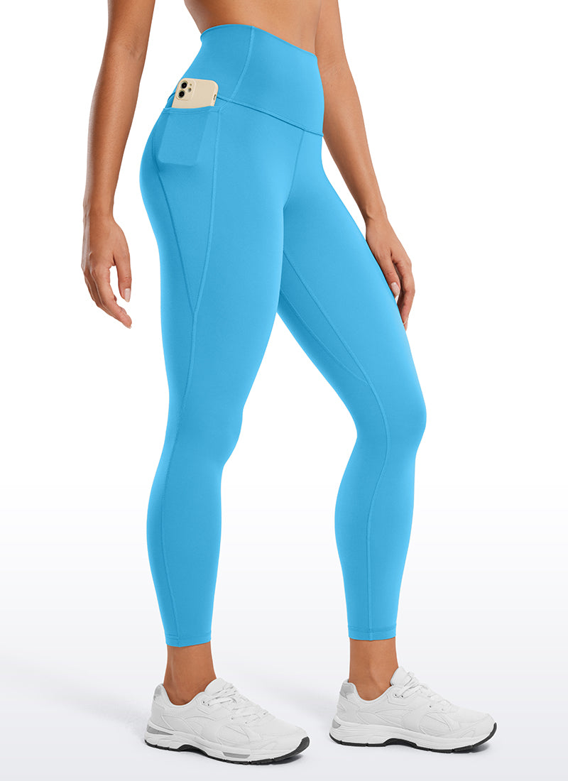 CRZ YOGA Dámske jógové a voľnočasové legíny s vysokým pásom Butterluxe s vreckami 64 cm Kayak Blue