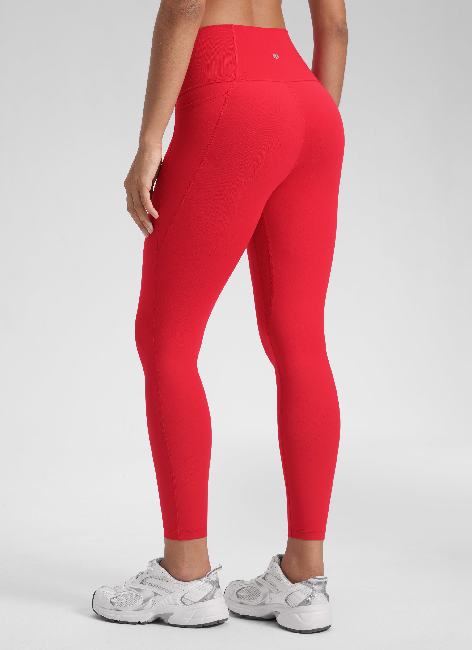 CRZ YOGA Dámske jógové a voľnočasové legíny s vysokým pásom Butterluxe s vreckami 64 cm Aurora Red