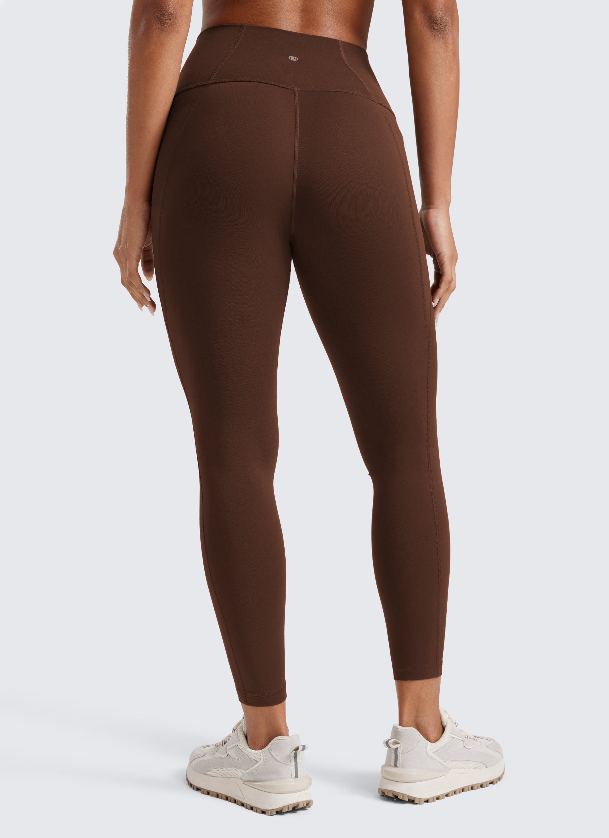 CRZ YOGA Dámske jógové a voľnočasové legíny s vysokým pásom Butterluxe s vreckami 64 cm Lava Brown