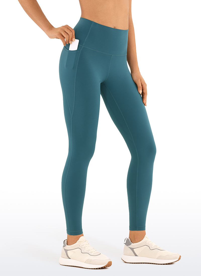 CRZ YOGA Dame Yoga Lounge Høj Talje Butterluxe Løbetights med Lommer 64 cm Petroliumsblå