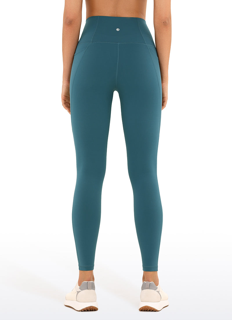 CRZ YOGA Dámske jógové a voľnočasové legíny s vysokým pásom Butterluxe s vreckami 64 cm Petrol Blue